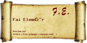 Fai Elemér névjegykártya